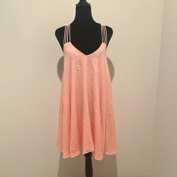 Lucy Paris Strappy racerback Coral Spaghetti strap swing mini dress size small - Picture 4 of 5
